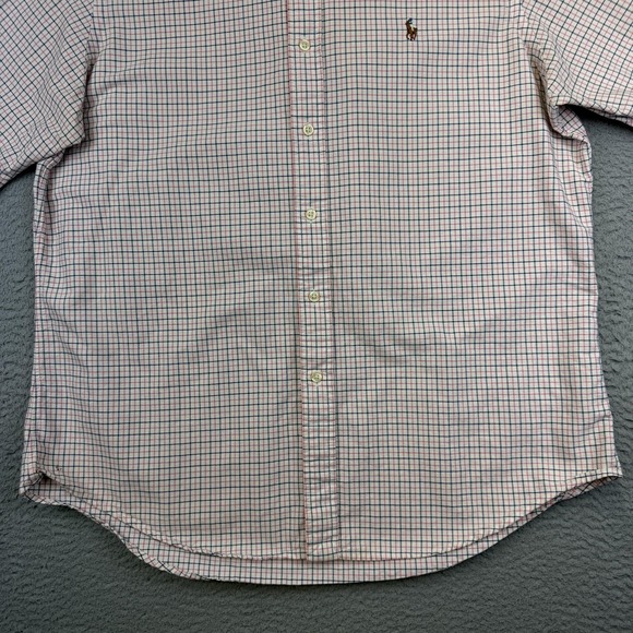 Ralph Lauren Shirt Mens Large Pink Blue Plaid Check Button Down Cotton Oxford - Picture 5 of 14